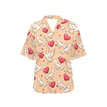 Pigeon Heart Pattern Print Design 04 Women's Hawaiian Shirt