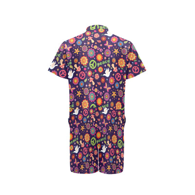 Flower Power Peace Design Print Men's Romper