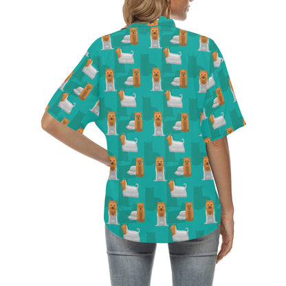 Silky Terriers Print Design LKS301 Women's Hawaiian Shirt