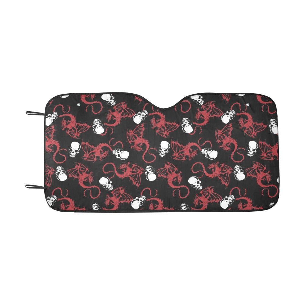 Skull With Red Dragon Print Design LKS304 Car front Windshield Sun Shade