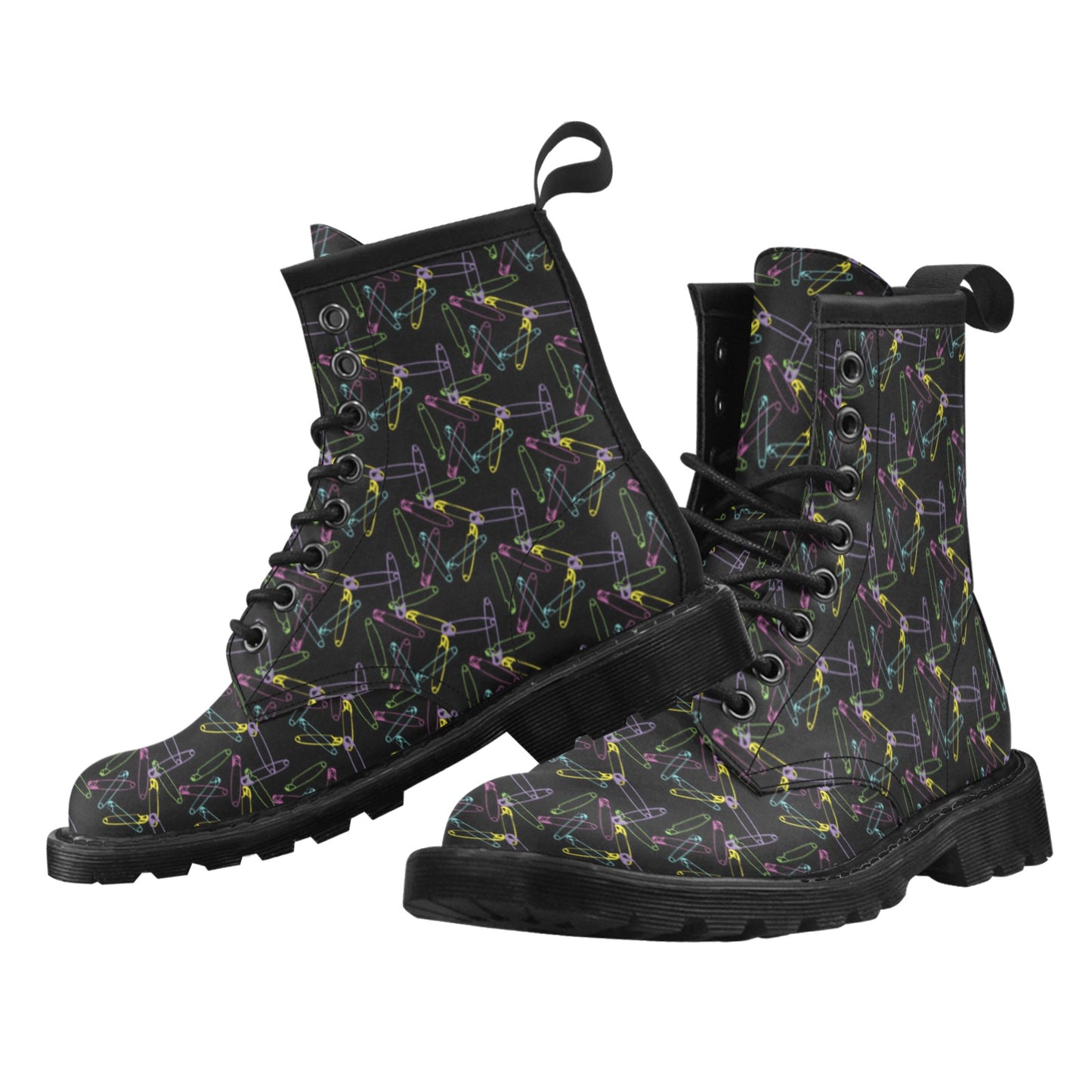 Safety Pin Print Design LKS304 Women's Boots