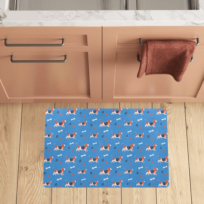 Basset Hound Pattern Print Design 02 Kitchen Mat