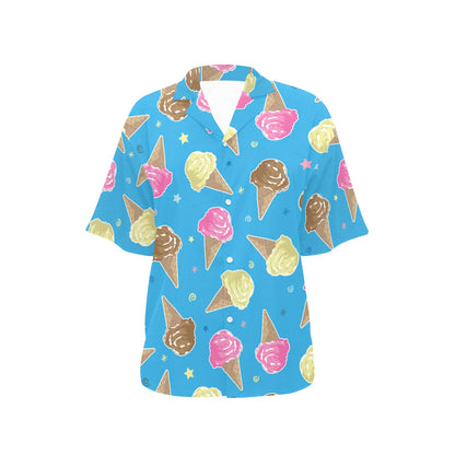 Ice Cream Pattern Print Design 01 Women's Hawaiian Shirt