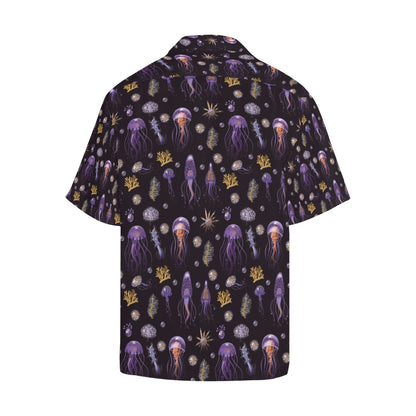 Seaweed With Jelly Fish Print Design LKS305 Men's Hawaiian Shirt