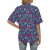 Butterfly Red Deep Blue Print Pattern Women's Hawaiian Shirt