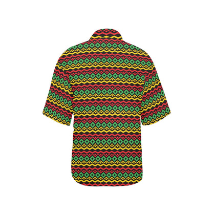 Rasta Reggae Color Themed Women's Hawaiian Shirt