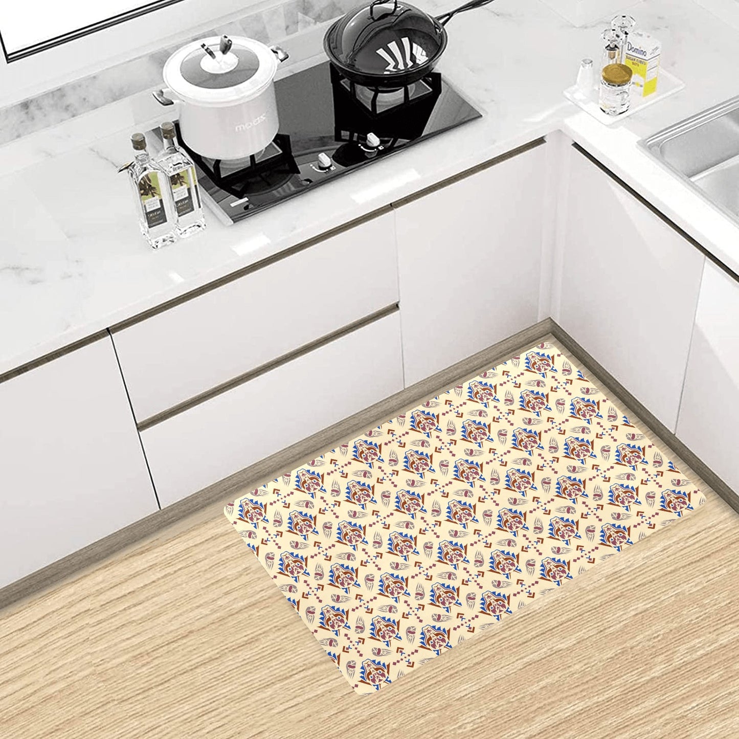 Aztec Wolf Pattern Print Design 03 Kitchen Mat