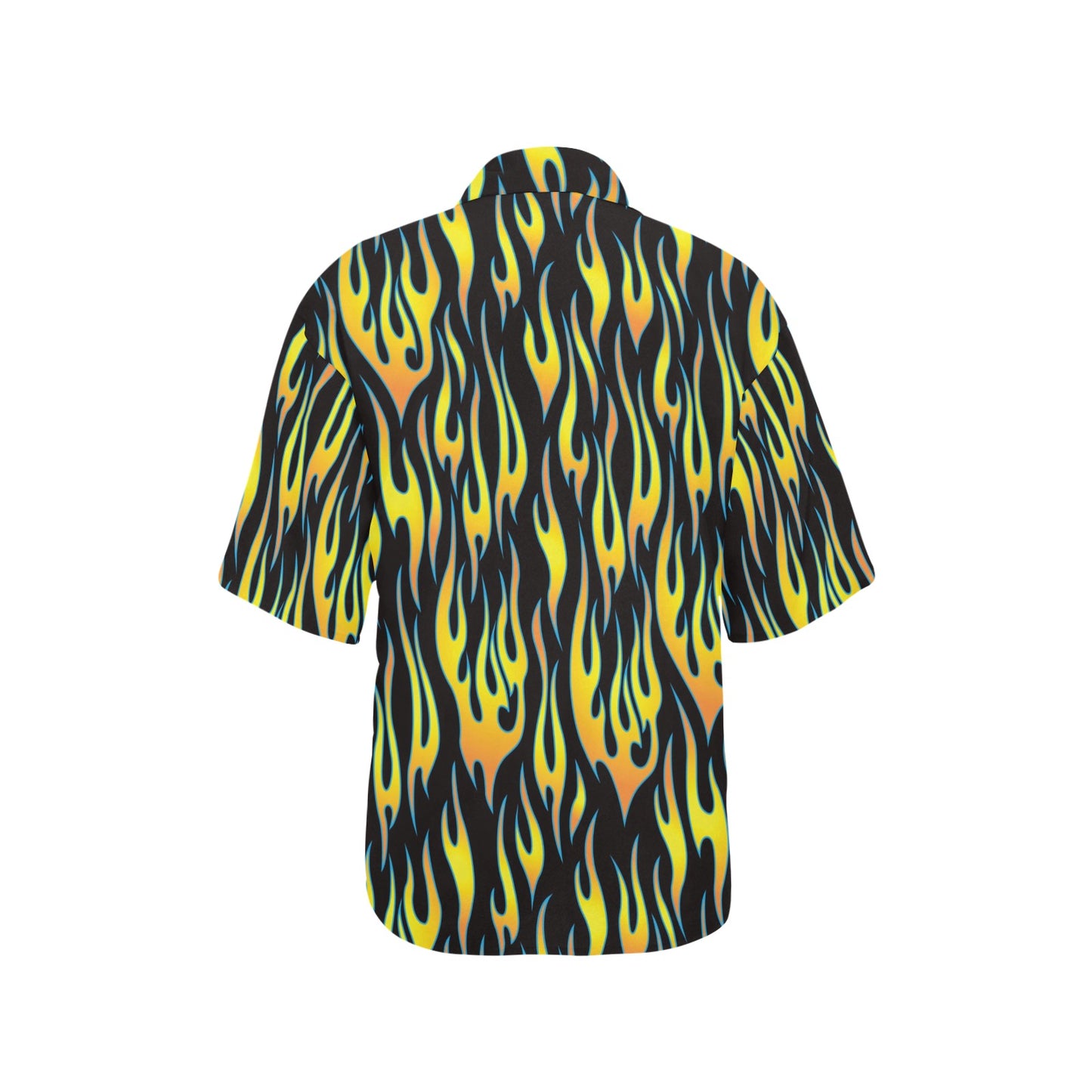 Flame Fire Yellow Pattern Women's Hawaiian Shirt