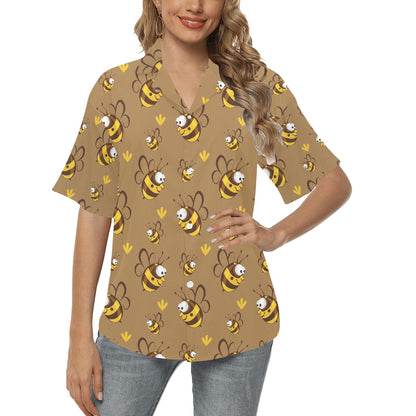 Bee Pattern Print Design BEE09 Women's Hawaiian Shirt