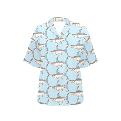 Swordfish Pattern Print Design 01 Women's Hawaiian Shirt