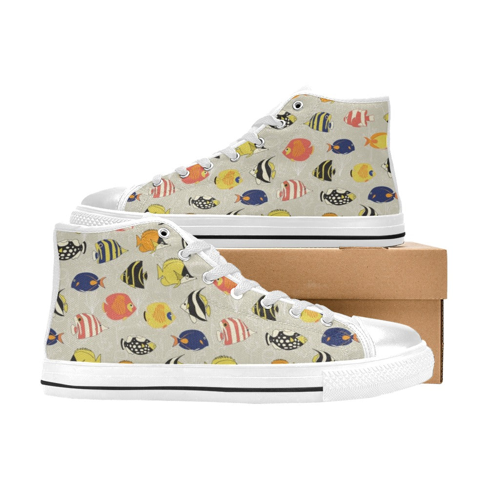 Angelfish Print Design LKS401 High Top Women's White Shoes