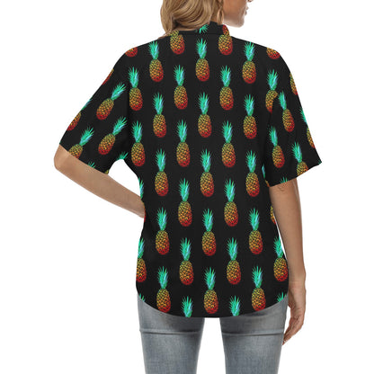 Pineapple Pattern Print Design A05 Women's Hawaiian Shirt