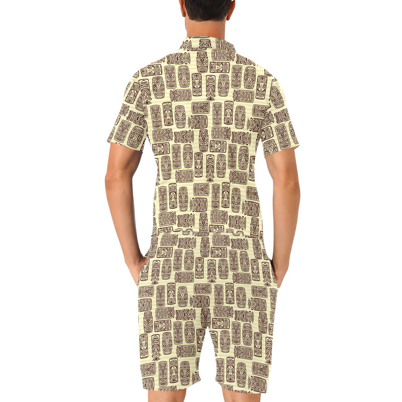 Tiki Brown Mask Print Men's Romper