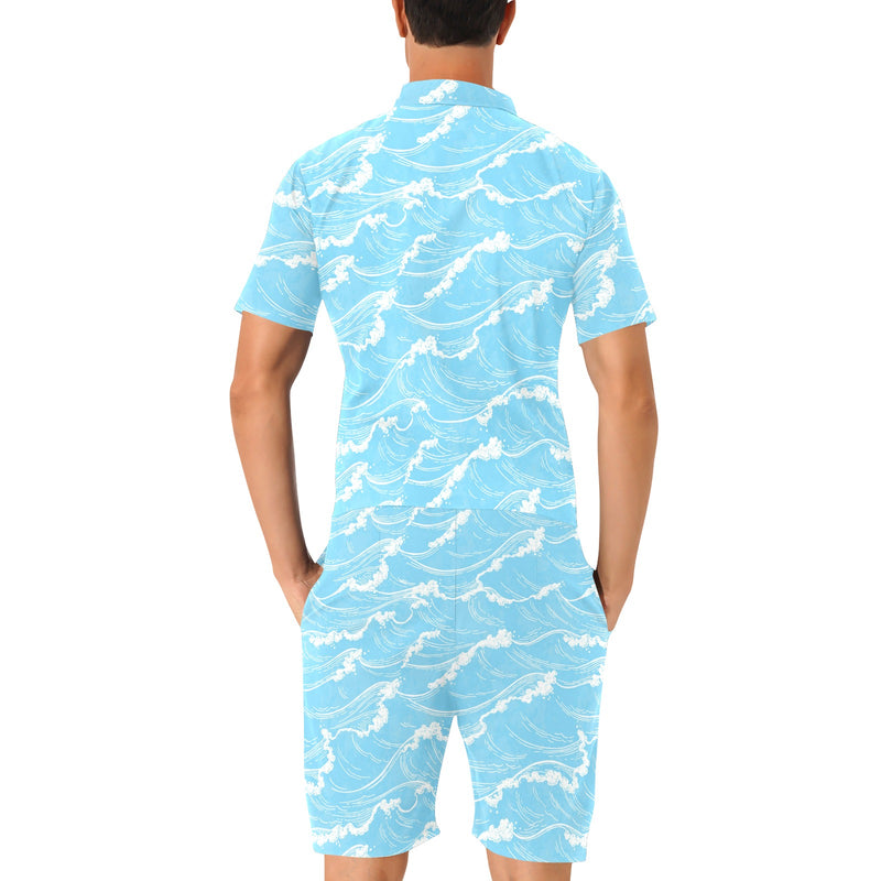 Ocean Wave Pattern Print Design A01 Men's Romper