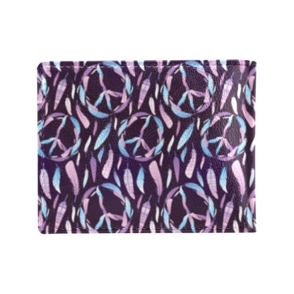 Peace Sign Feather Design Print Men's ID Card Wallet