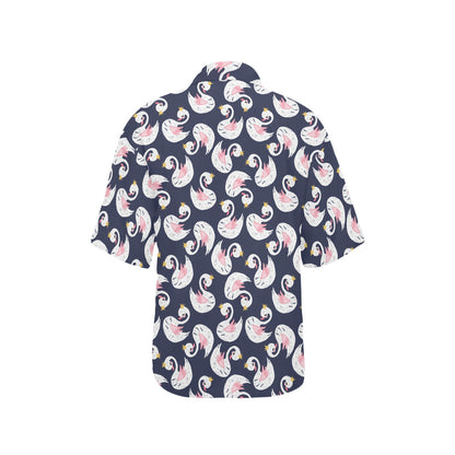 Swan Print Design LKS403 Women's Hawaiian Shirt