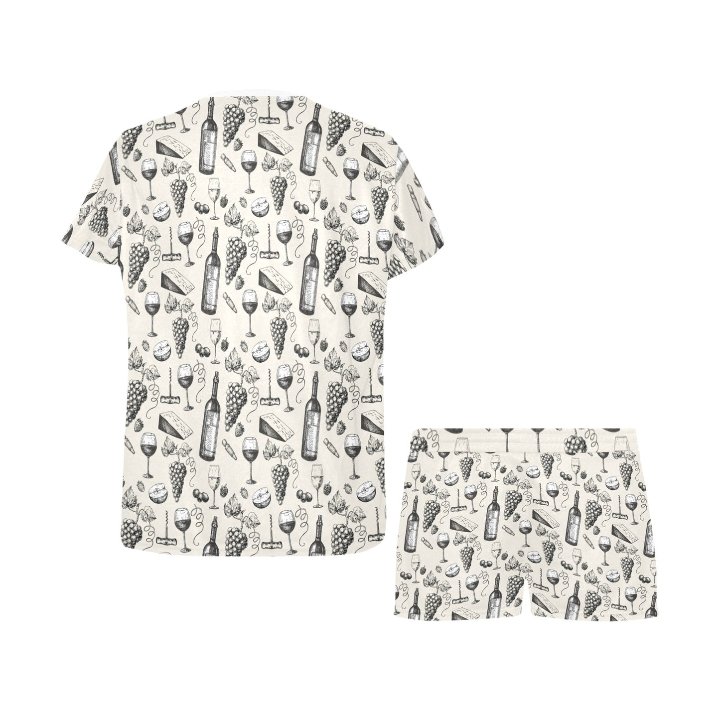 Wine Themed Print Design LKS306 Women's Short Pajama Set