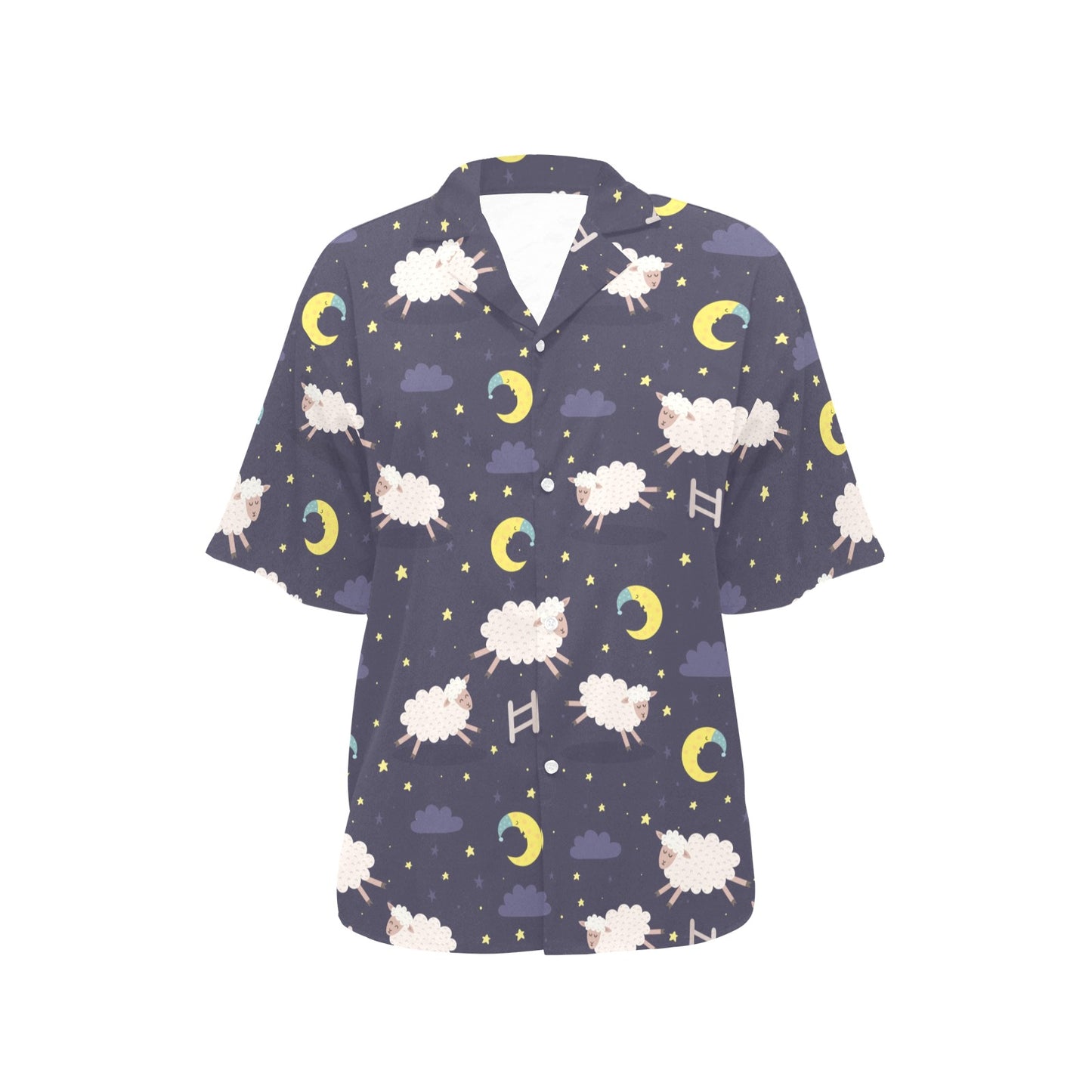 Sheep Night Pattern Print Design 02 Women's Hawaiian Shirt