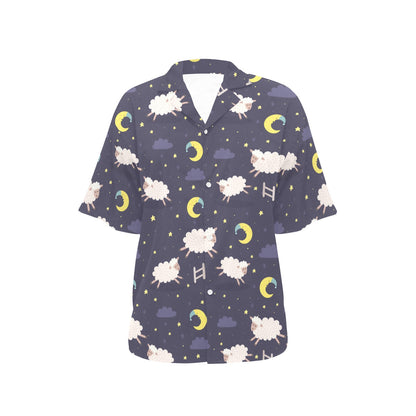 Sheep Night Pattern Print Design 02 Women's Hawaiian Shirt