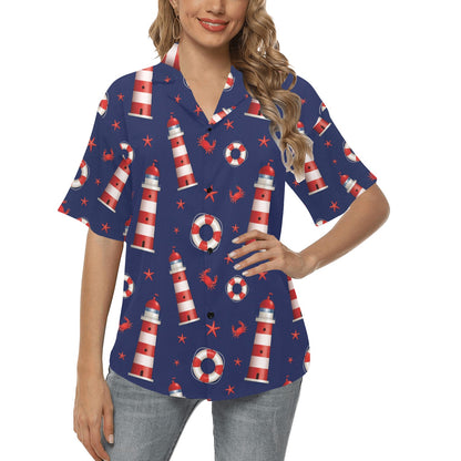 Nautical Pattern Print Design A03 Women's Hawaiian Shirt