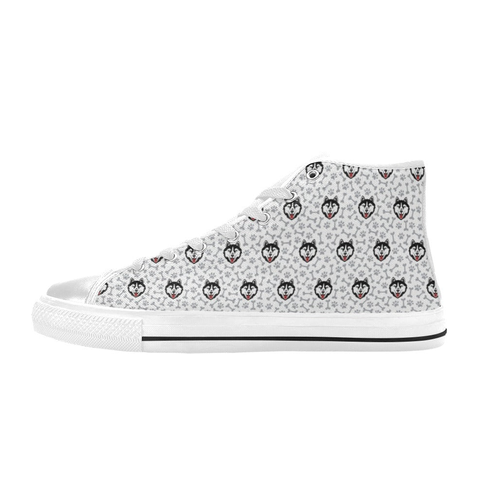 Siberian Huskies Print Design LKS305 High Top Women's White Shoes