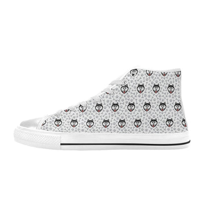 Siberian Huskies Print Design LKS305 High Top Women's White Shoes