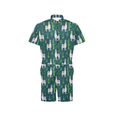 Llama Cactus Pattern Print Design 013 Men's Romper