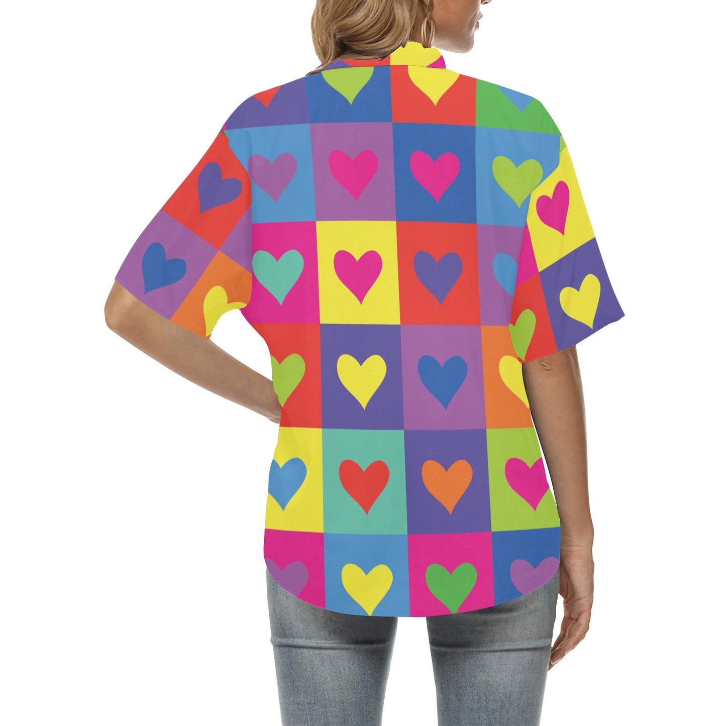Pop Art Heart Pattern Print Design A01 Women's Hawaiian Shirt