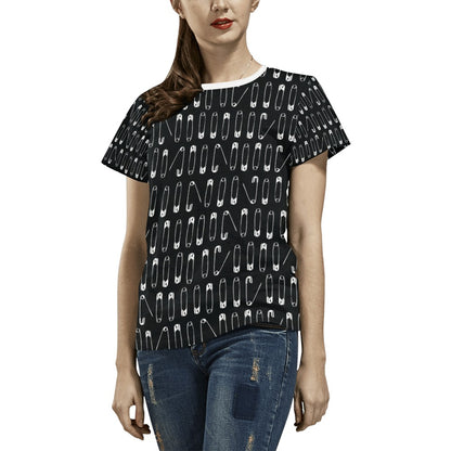 Safety Pin Print Design LKS302 Women's  T-shirt