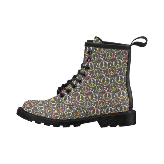 Peace Sign flowers Design Print Women's Boots