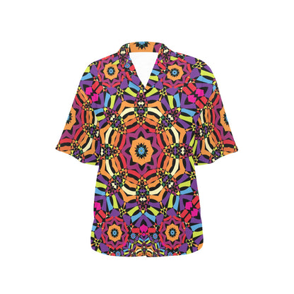 Kaleidoscope Pattern Print Design 01 Women's Hawaiian Shirt
