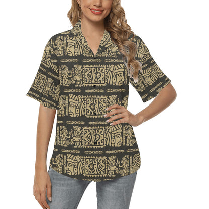 Mayan Pattern Print Design 02 Women's Hawaiian Shirt