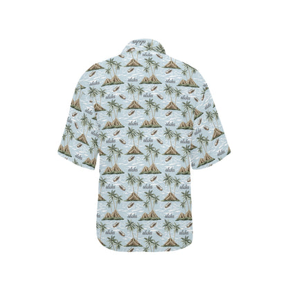 Aloha Hawaii island Design Themed Print Women's Hawaiian Shirt