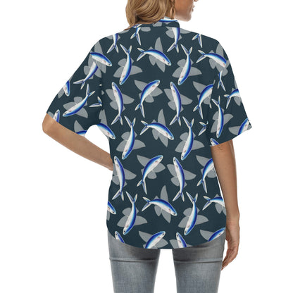Flying Fish Pattern Print Design 04 Women's Hawaiian Shirt