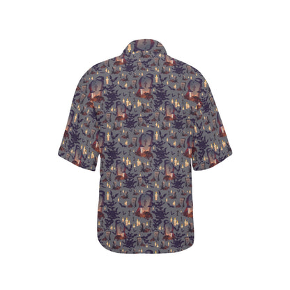 Creepy Graveyard Print Design LKS301 Women's Hawaiian Shirt