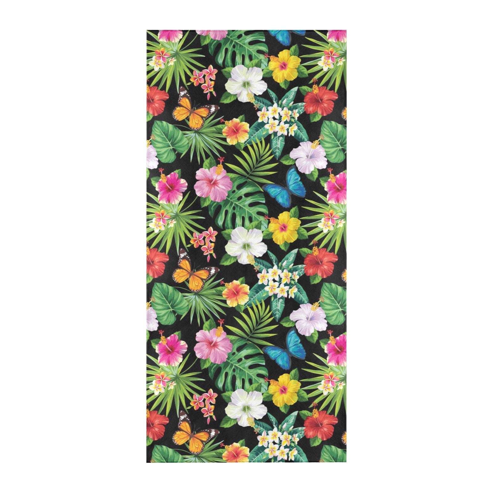 Hibiscus With Butterfly Print Design LKS305 Beach Towel 32" x 71"