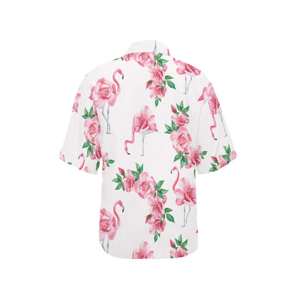 Flamingo Rose Pattern Women's Hawaiian Shirt