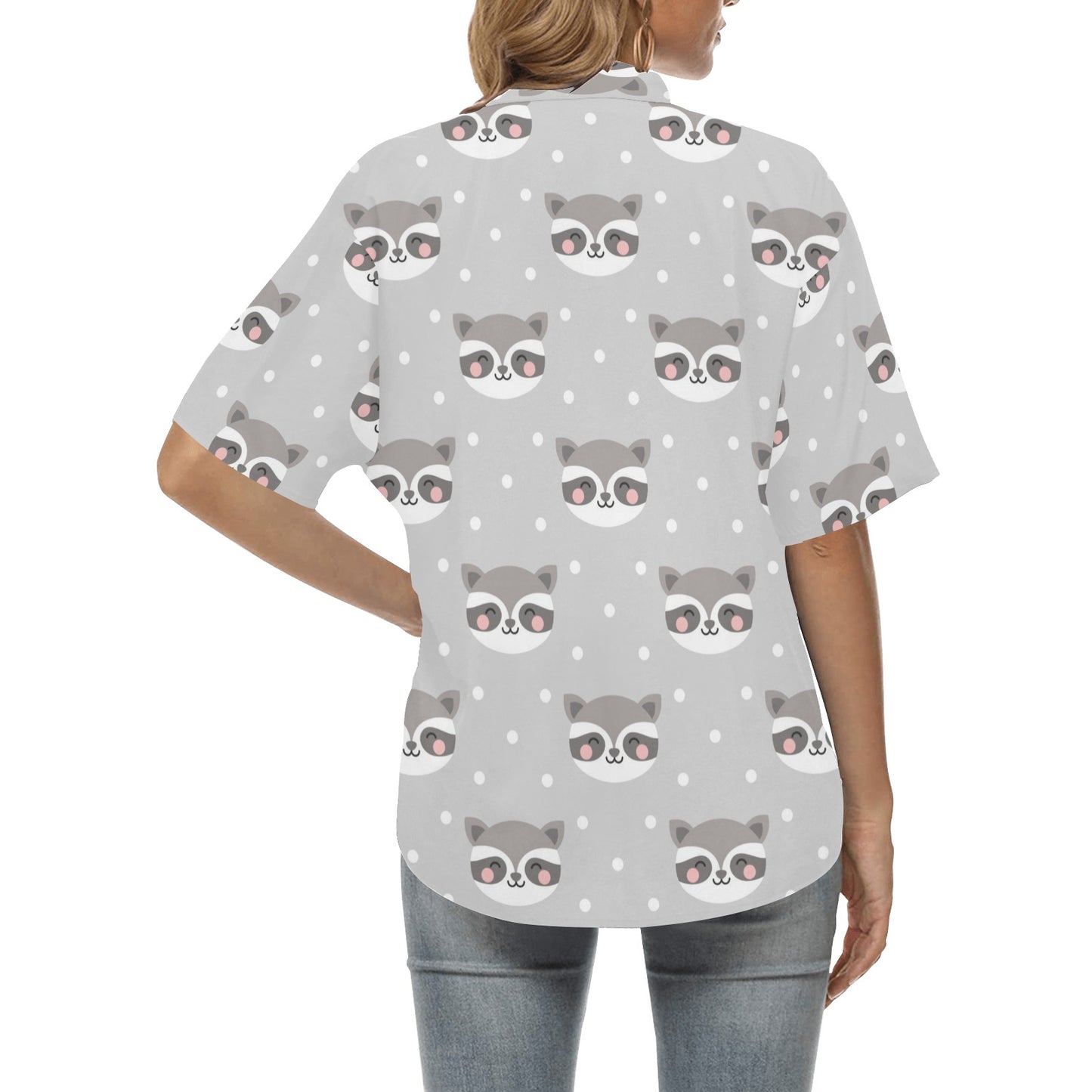 Raccoon Pattern Print Design A04 Women's Hawaiian Shirt