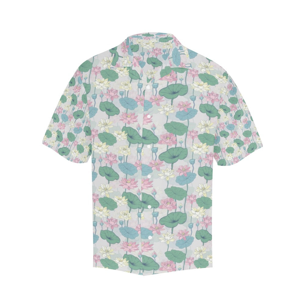 Water Lily Print Design LKS305 Men's Hawaiian Shirt