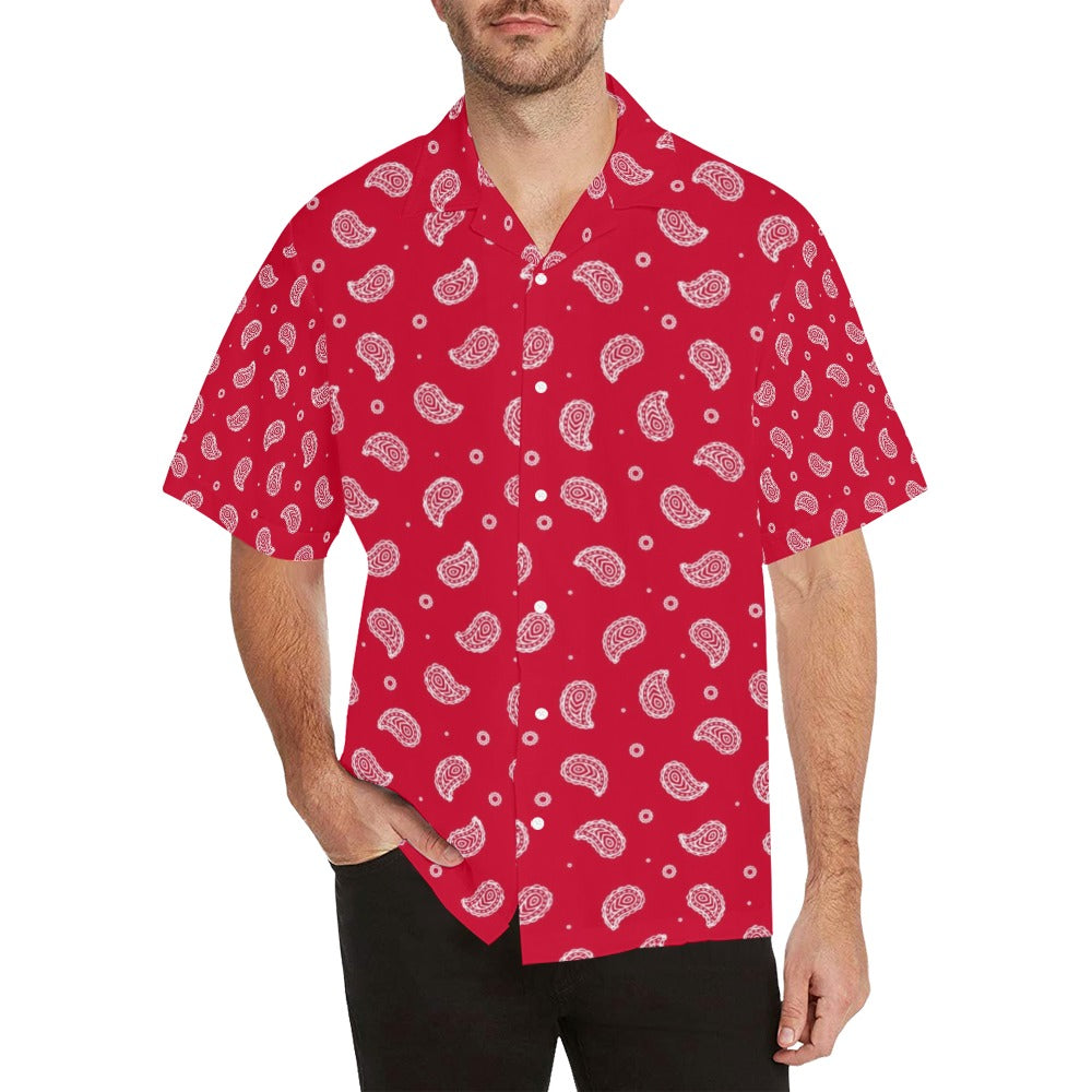 Bandana Red Paisley Print Design LKS305 Men's Hawaiian Shirt