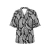 Fern Leave Black White Print Pattern Women's Hawaiian Shirt