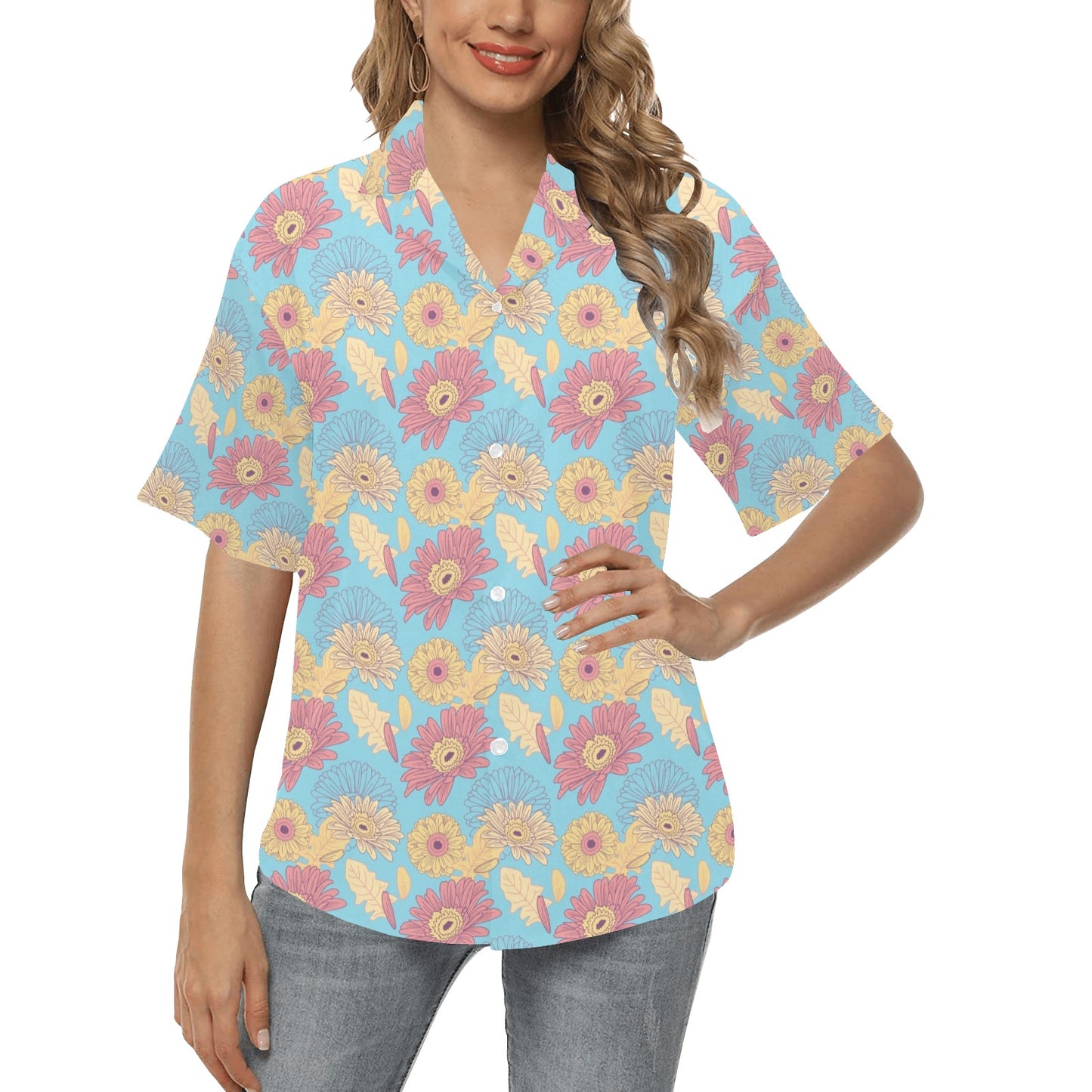 Gerberas Pattern Print Design GB04 Women's Hawaiian Shirt