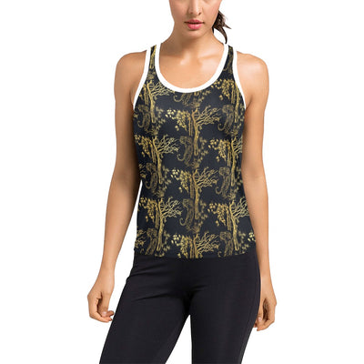 Tiger Gold Print Design LKS307 Women's Racerback Tank Top