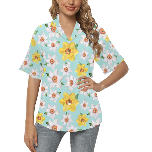 Daffodils Pattern Print Design DF07 Women's Hawaiian Shirt