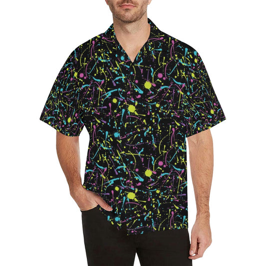 Splatter Multicolor Print Design LKS302 Men's Hawaiian Shirt
