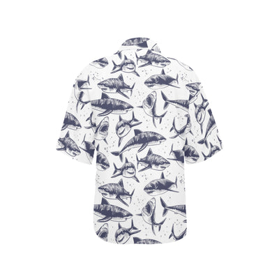 Great White Shark Pattern Print Design 02 Women's Hawaiian Shirt