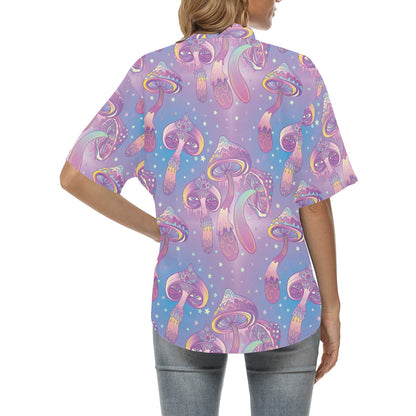 Psychedelic Mushroom Pattern Print Design A01 Women's Hawaiian Shirt