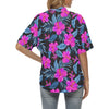 Neon Pink Hibiscus Pattern Print Design HB015 Women's Hawaiian Shirt