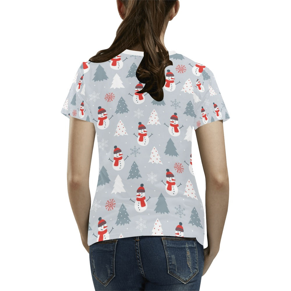 Snowman Print Design LKS302 Women's  T-shirt