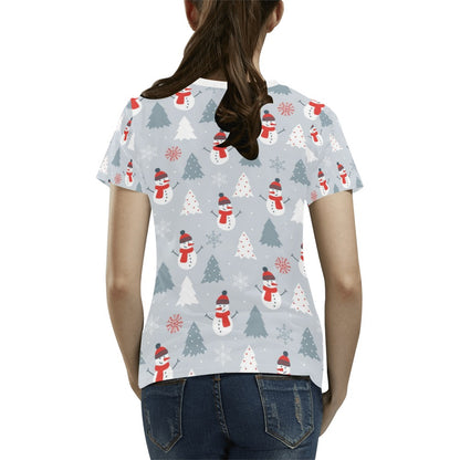 Snowman Print Design LKS302 Women's  T-shirt